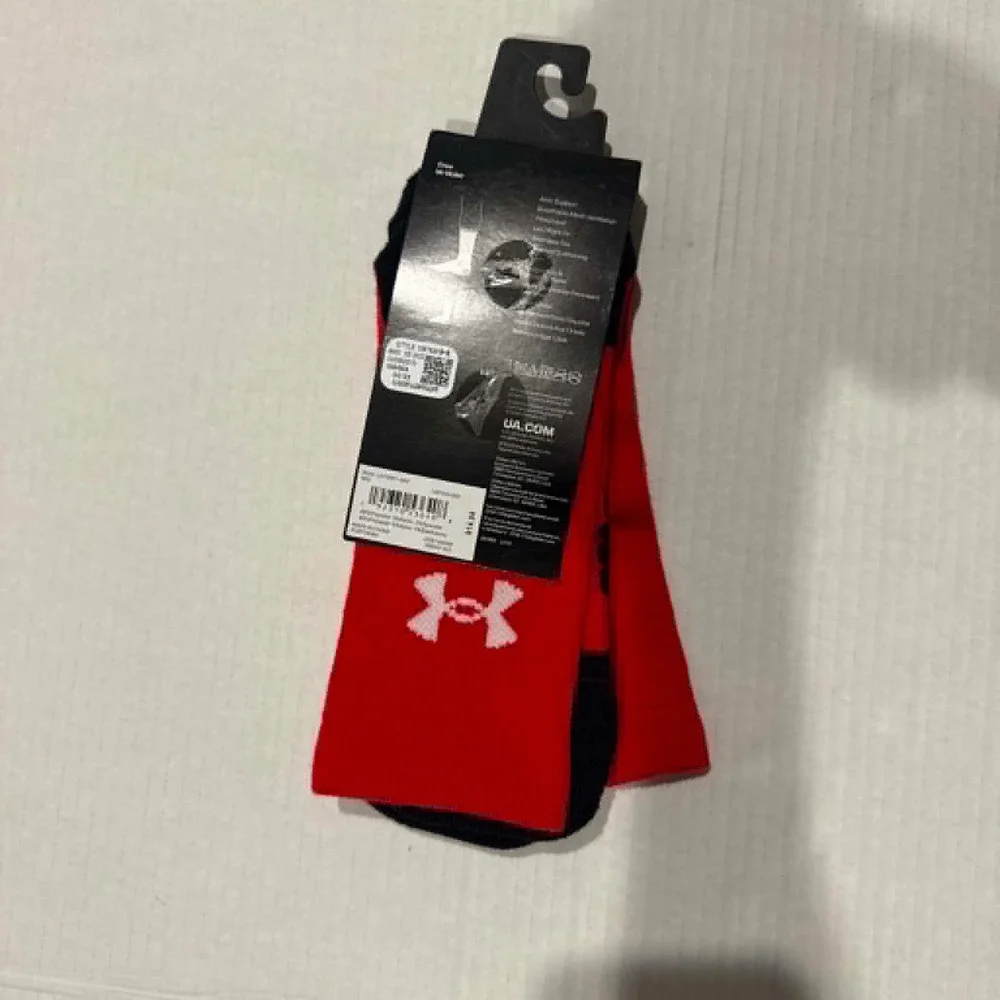 Under Armour UA Team Cushioned Crew Socks Red 1367820-600 Mens 8.5-13